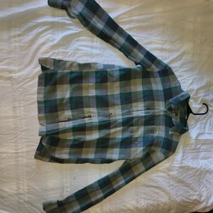 Eddie Bauer, Medium, green, teal and grey, long sleeve shirt